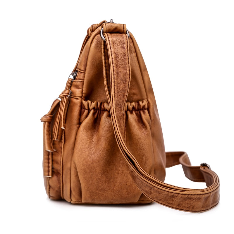 Buy Vintage PU Leather Messenger Shoulder Bag Multi-Pockets Online Australia at BargainTown