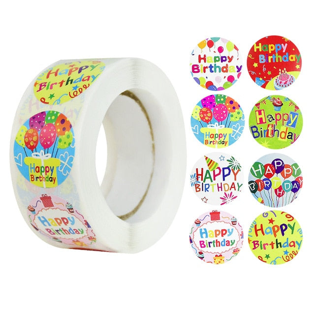 Buy Happy Birthday Party Mix Stickers 500pcs/Roll Online Australia at BargainTown