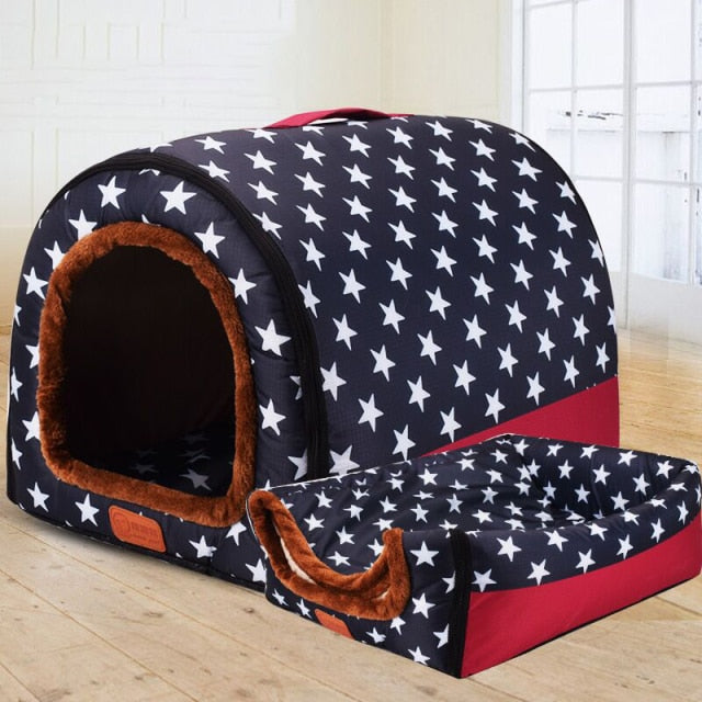 Buy 2 In 1 Comfy Folding Pet House Cat Cave/Puppy Bed Online Australia at BargainTown