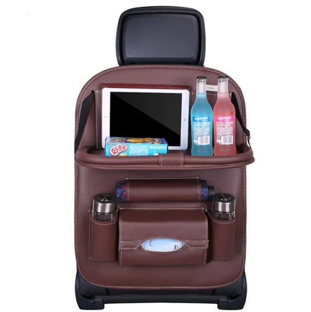 Buy Universal PU Leather Car Back Seat Organiser With Folding Tray Online Australia at BargainTown