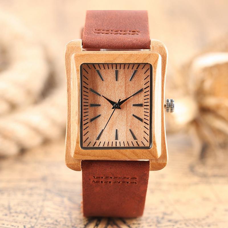 Buy Handmade Genuine Leather Bamboo Watch Online Australia at BargainTown