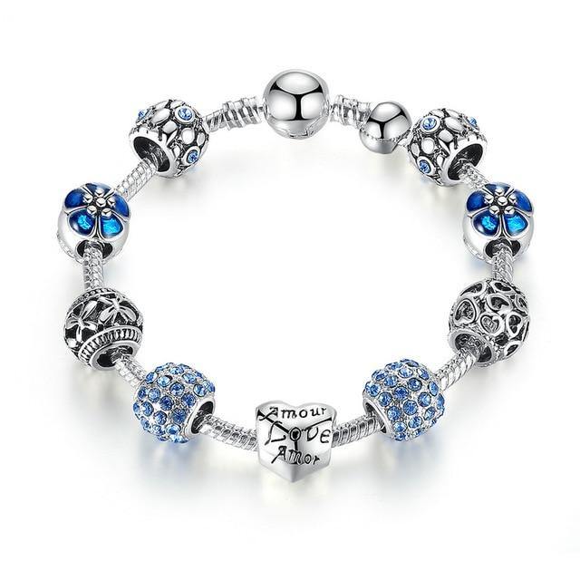 Buy Flower Beads Antique Silver Charm Bracelet Online Australia at BargainTown