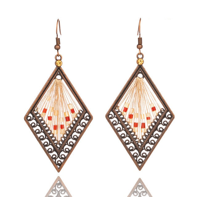 Buy Retro Geometric Thread Drop Earrings Online Australia at BargainTown