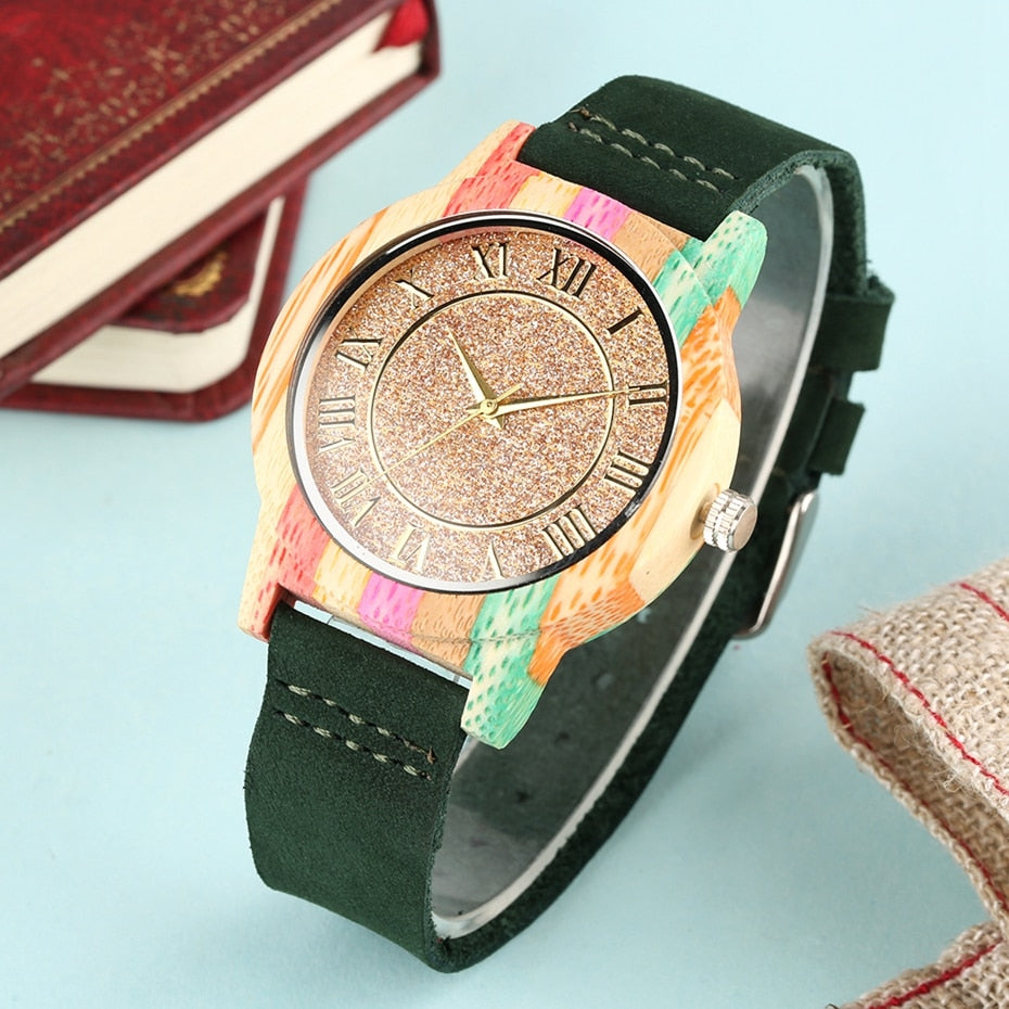 Buy Natural Rainbow Genuine Leather Bamboo Watch Online Australia at BargainTown