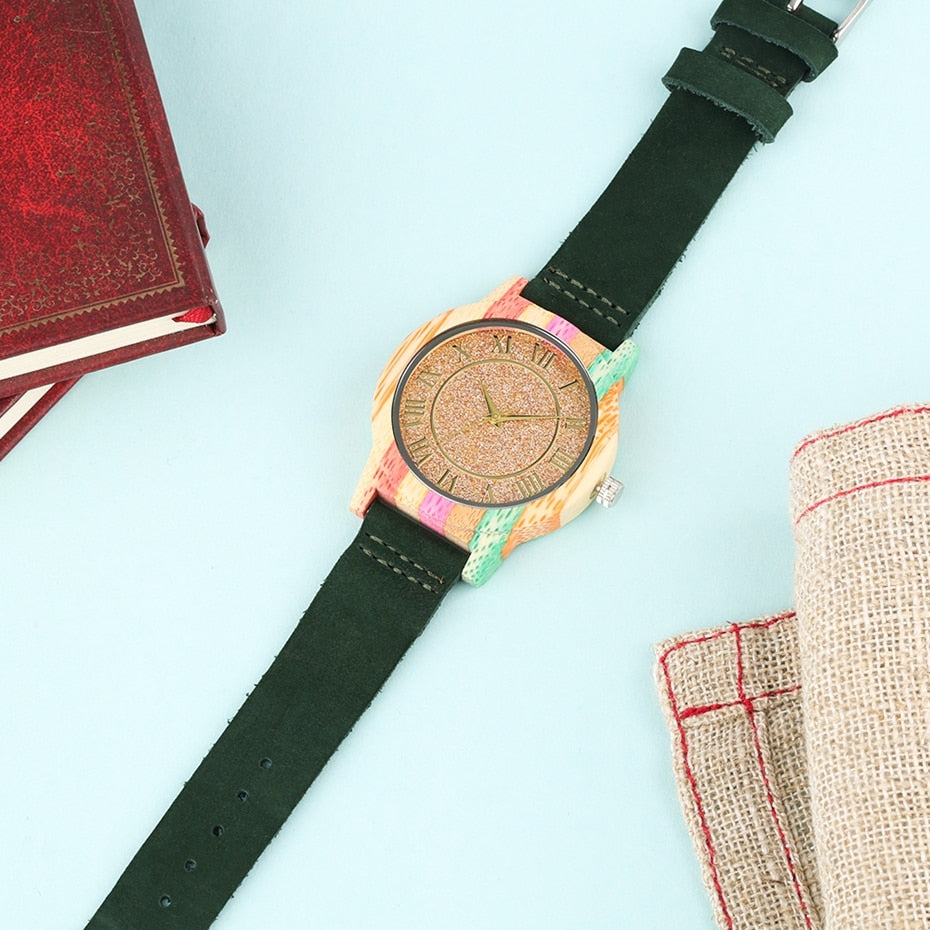 Buy Natural Rainbow Genuine Leather Bamboo Watch Online Australia at BargainTown