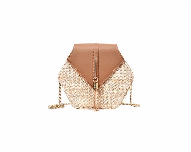 Buy Bohemian Hexagon Straw & leather Handbag Online Australia at BargainTown