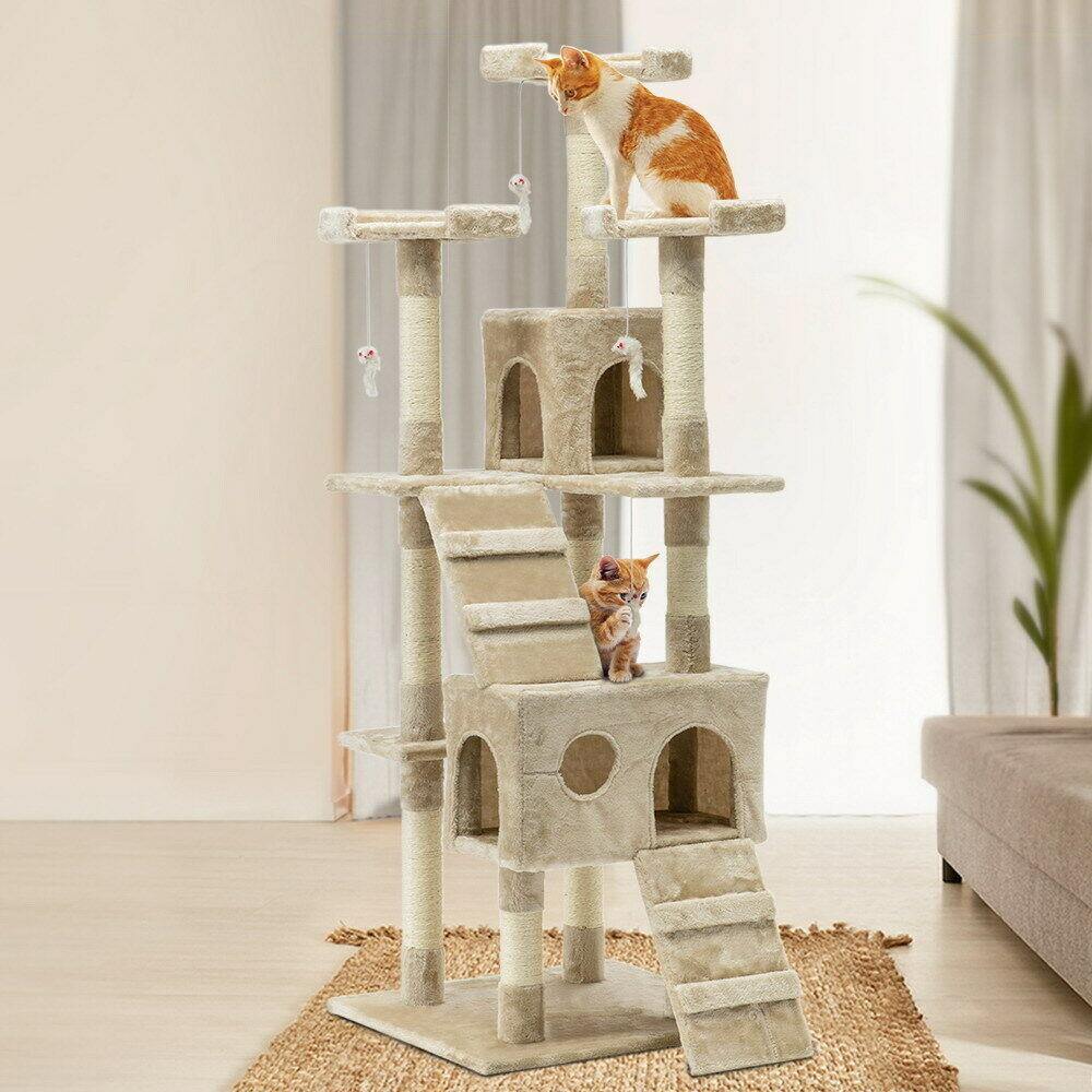 Buy My Territory 180cm Multi-Level Cat Tower & Scratching Post - Beige Online Australia at BargainTown